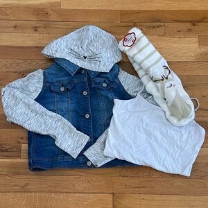 Kids Denim Jacket with Gray Sleeves